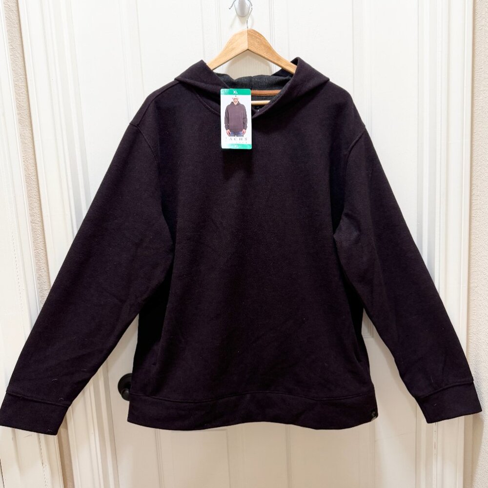 Jachs Men's Wool Blend Pullover Hoodie Size XL Burgundy Kangaroo Pocket (NEW)